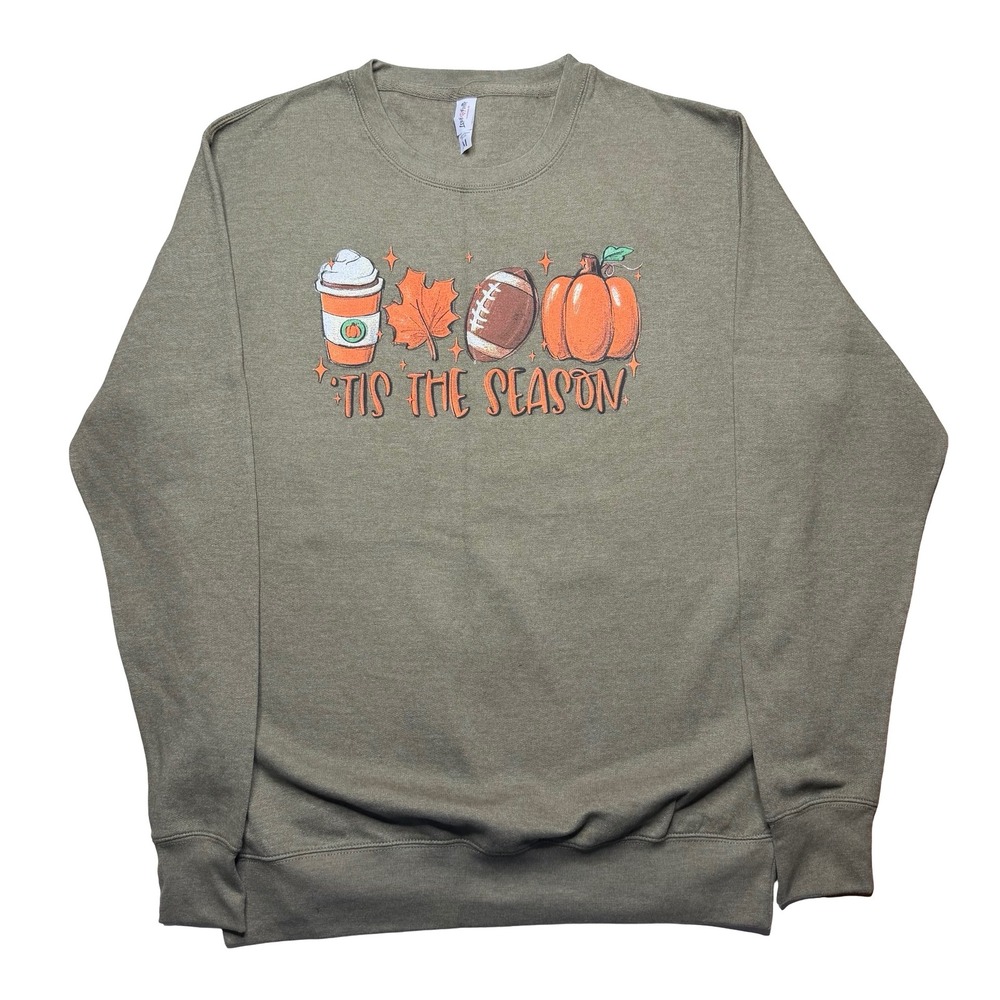 Fall pumpkin spice football thanksgiving holiday green sweater